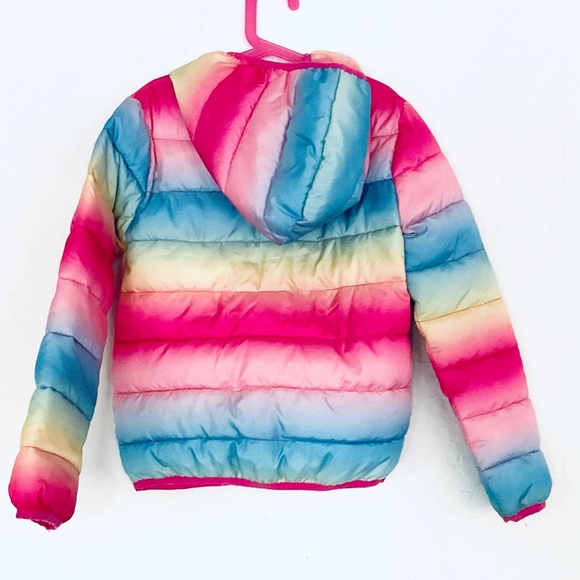 1775 Hooded Pastel Rainbow Puffer Jacket Kids Sz M - Picture 2 of 2